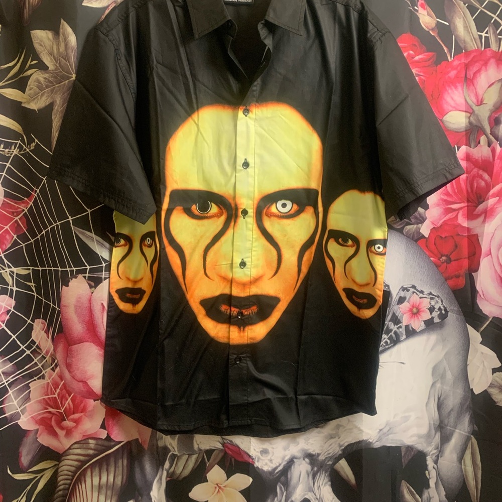 Marilyn Manson graphic button up tee